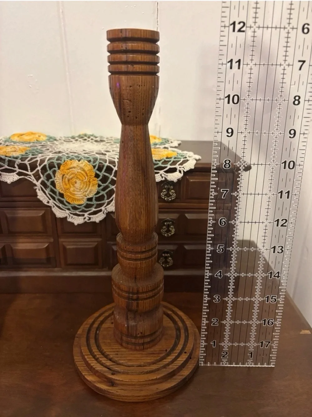 Pair of 12” Handmade Wooden Candlestick Holders - Cottagecore Rustic Decor